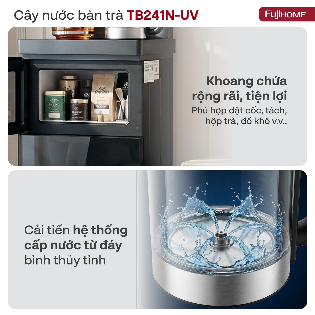 Hình ảnh chi tiết Cây nước bàn trà cao cấp có ngăn khử khuẩn UV Fujihome TB241N-UV - Ảnh số 23