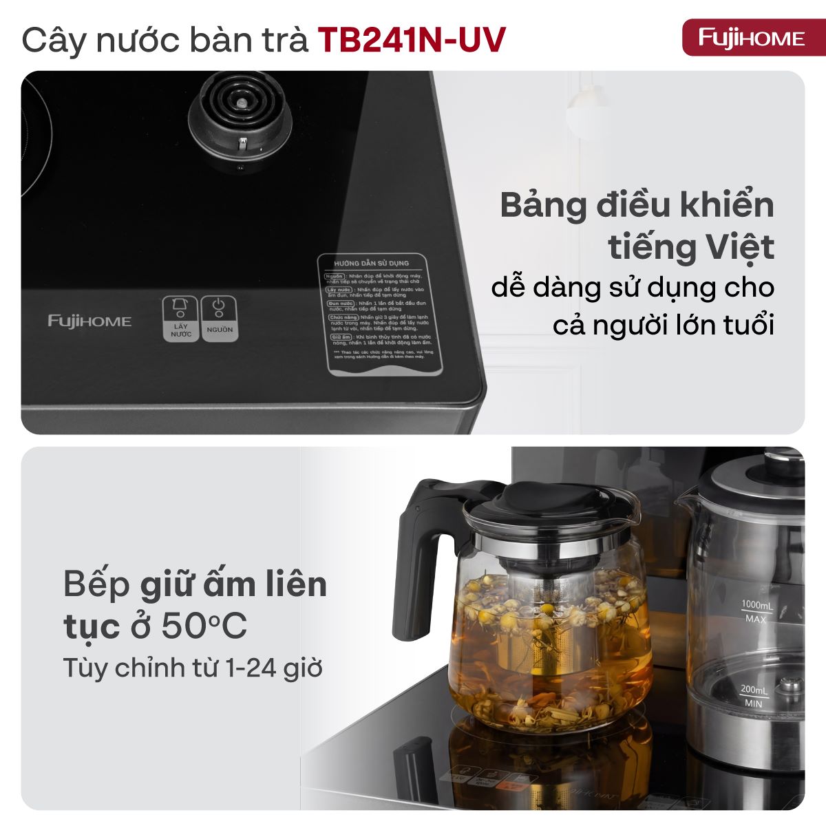 Hình ảnh chi tiết Cây nước bàn trà cao cấp có ngăn khử khuẩn UV Fujihome TB241N-UV - Ảnh số 25