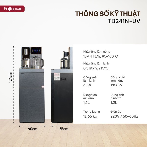 Hình ảnh chi tiết Cây nước bàn trà cao cấp có ngăn khử khuẩn UV Fujihome TB241N-UV - Ảnh số 4
