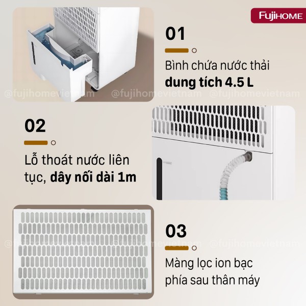 Hình ảnh chi tiết Máy hút ẩm dân dụng Fujihome DH16NW - Ảnh số 5