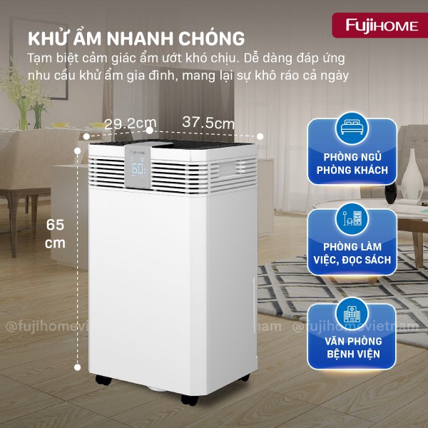 Hình ảnh chi tiết Máy hút ẩm công suất lớn Fujihome DH60W-HEPA - Ảnh số 4