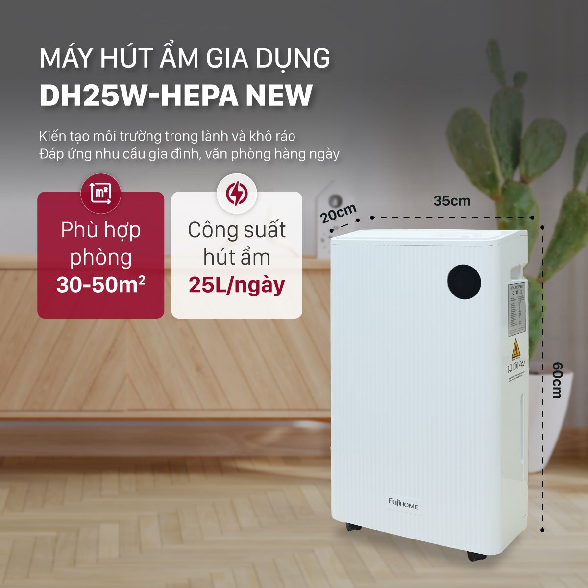 Hình ảnh chi tiết Máy hút ẩm dân dụng Fujihome DH25W-HEPA-NEW - Ảnh số 12