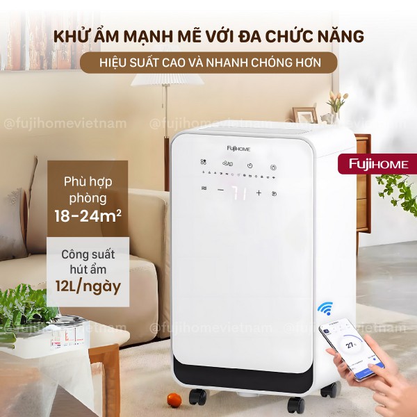 Hình ảnh chi tiết Máy hút ẩm dân dụng Fujihome DH12NEW (kết nối điều khiển wifi từ xa) - Ảnh số 8
