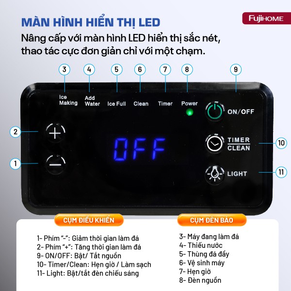 Hình ảnh chi tiết Máy làm đá thương mại kèm lọc nước UF Fujihome IM70C - Ảnh số 10