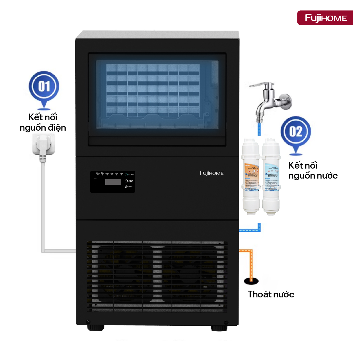 Hình ảnh chi tiết Máy làm đá thương mại kèm lọc nước UF Fujihome IM45C - Ảnh số 12