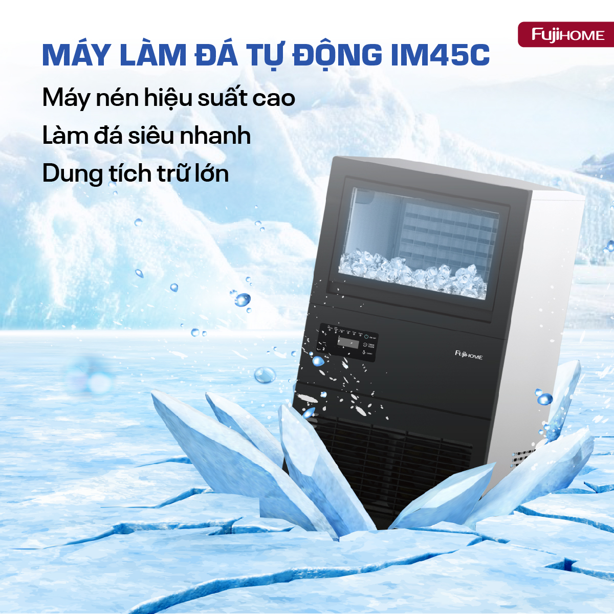 Hình ảnh chi tiết Máy làm đá thương mại kèm lọc nước UF Fujihome IM45C - Ảnh số 3