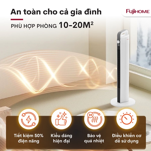 Hình ảnh chi tiết Quạt sưởi gốm Ceramic để sàn FUJIHOME FH2000M - Ảnh số 10