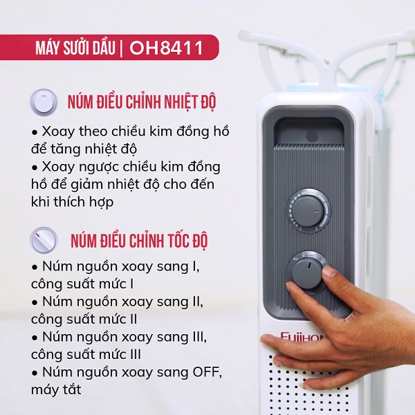 Hình ảnh chi tiết Máy sưởi dầu FUJIHOME OH8411 - Ảnh số 7