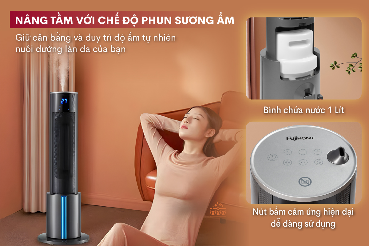 Hình ảnh chi tiết Quạt sưởi gốm tích hợp tạo ẩm FUJIHOME FH6000 - Ảnh số 8