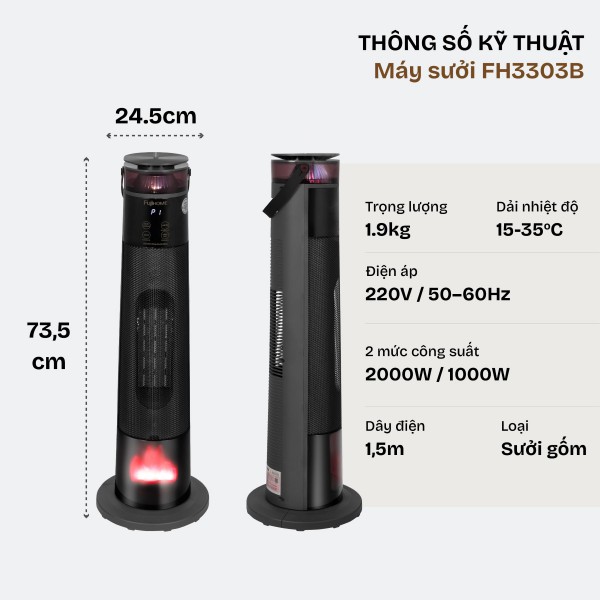 Hình ảnh chi tiết Thiết bị sưởi để sàn làm nóng bằng gốm Fujihome FH3303B - Ảnh số 9