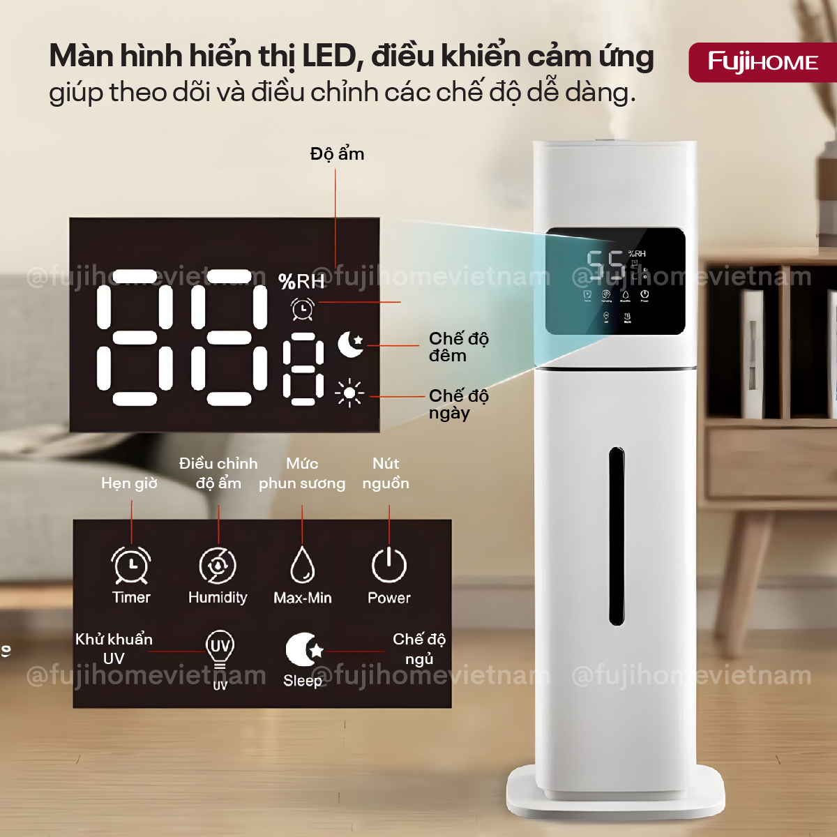 Hình ảnh chi tiết Máy Tạo Ẩm Xông Tinh Dầu khử khuẩn UV Fujihome HM09UV2 (IMEI) - Ảnh số 19
