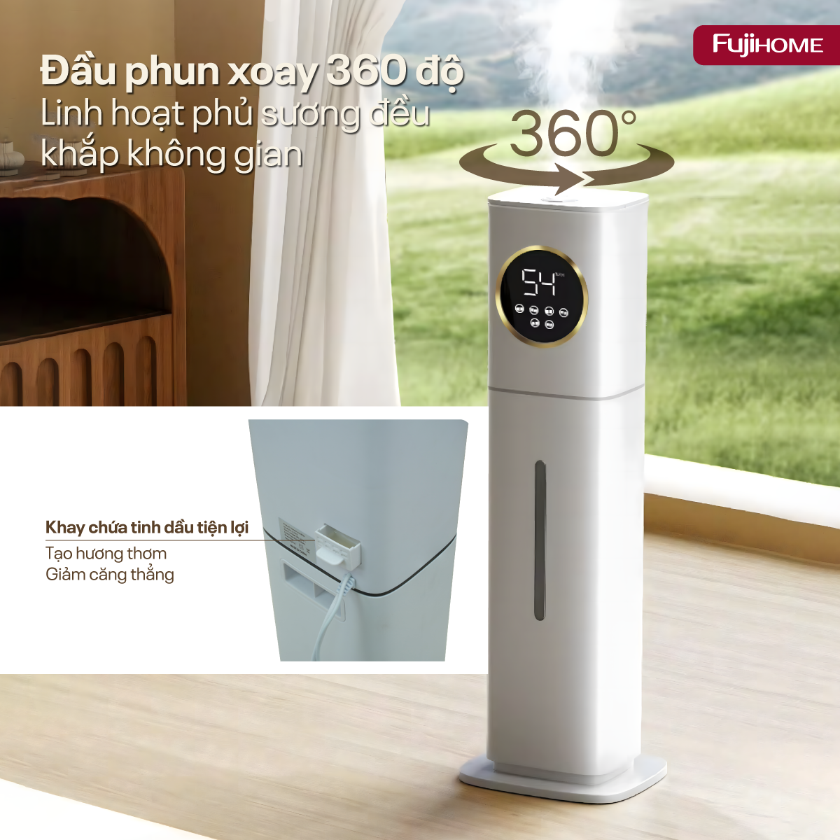 Hình ảnh chi tiết Máy tạo ẩm xông tinh dầu khử khuẩn UV Fujihome HM09UV1 (IMEI) - Ảnh số 4
