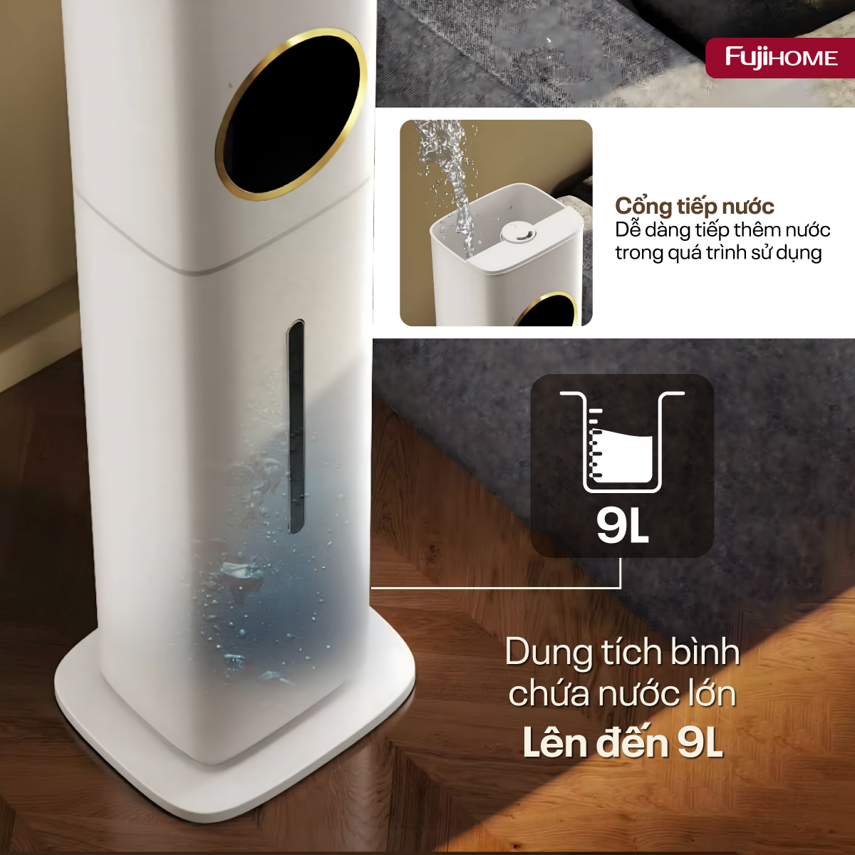 Hình ảnh chi tiết Máy tạo ẩm xông tinh dầu khử khuẩn UV Fujihome HM09UV1 (IMEI) - Ảnh số 8