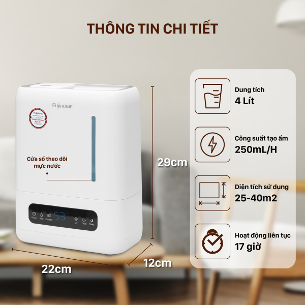 Hình ảnh chi tiết Máy Phun Sương Tạo Ẩm Xông Tinh Dầu Fujihome HM04EUV - Ảnh số 6