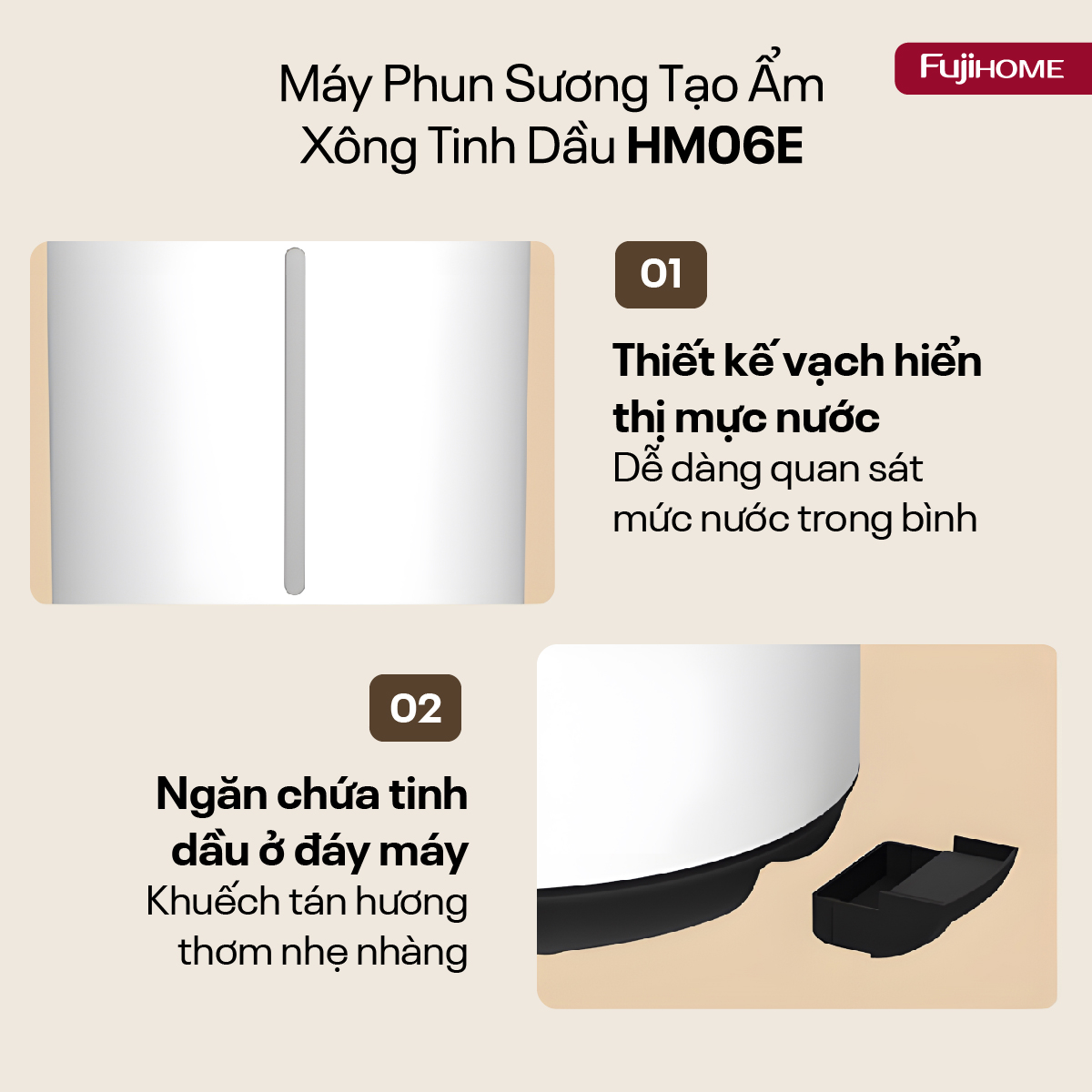 Hình ảnh chi tiết Máy Phun Sương Tạo Ẩm Xông Tinh Dầu Fujihome HM06E - Ảnh số 21