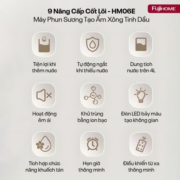 Hình ảnh chi tiết Máy Phun Sương Tạo Ẩm Xông Tinh Dầu Fujihome HM06E - Ảnh số 6