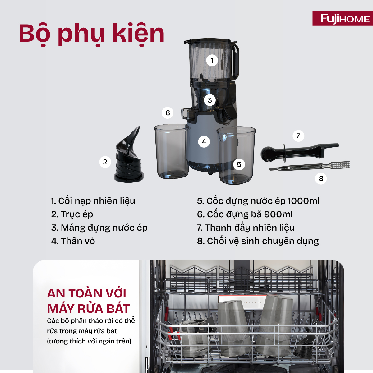 Hình ảnh chi tiết Máy ép chậm nguyên quả Fujihome SJ16 - Ảnh số 22