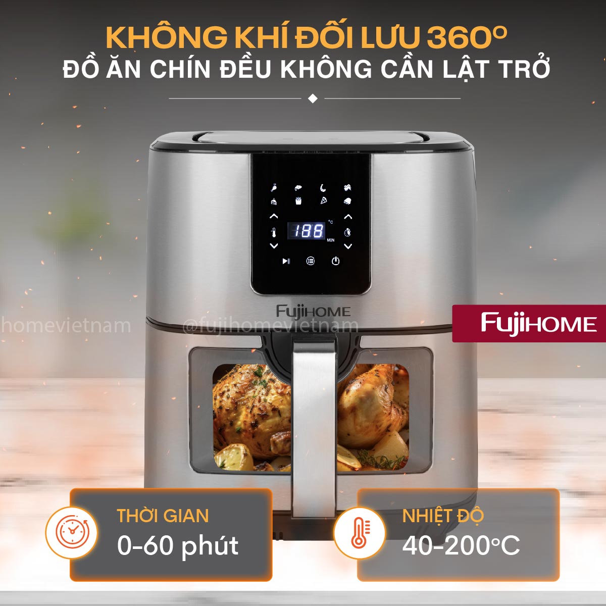 Hình ảnh chi tiết Nồi chiên không dầu Fujihome A10DG 10Lít - Dung tích 10L - Ảnh số 15