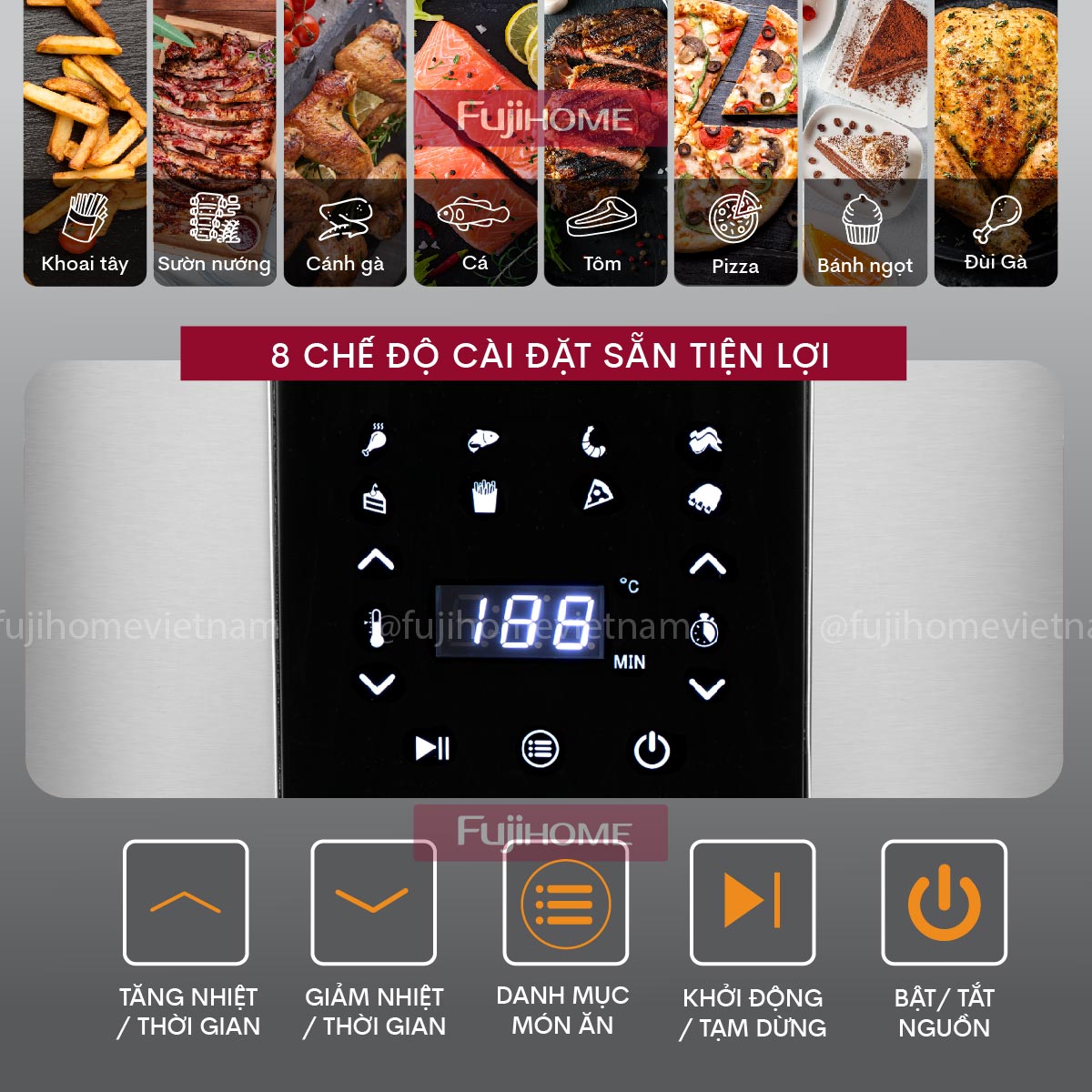 Hình ảnh chi tiết Nồi chiên không dầu Fujihome A10DG 10Lít - Dung tích 10L - Ảnh số 21