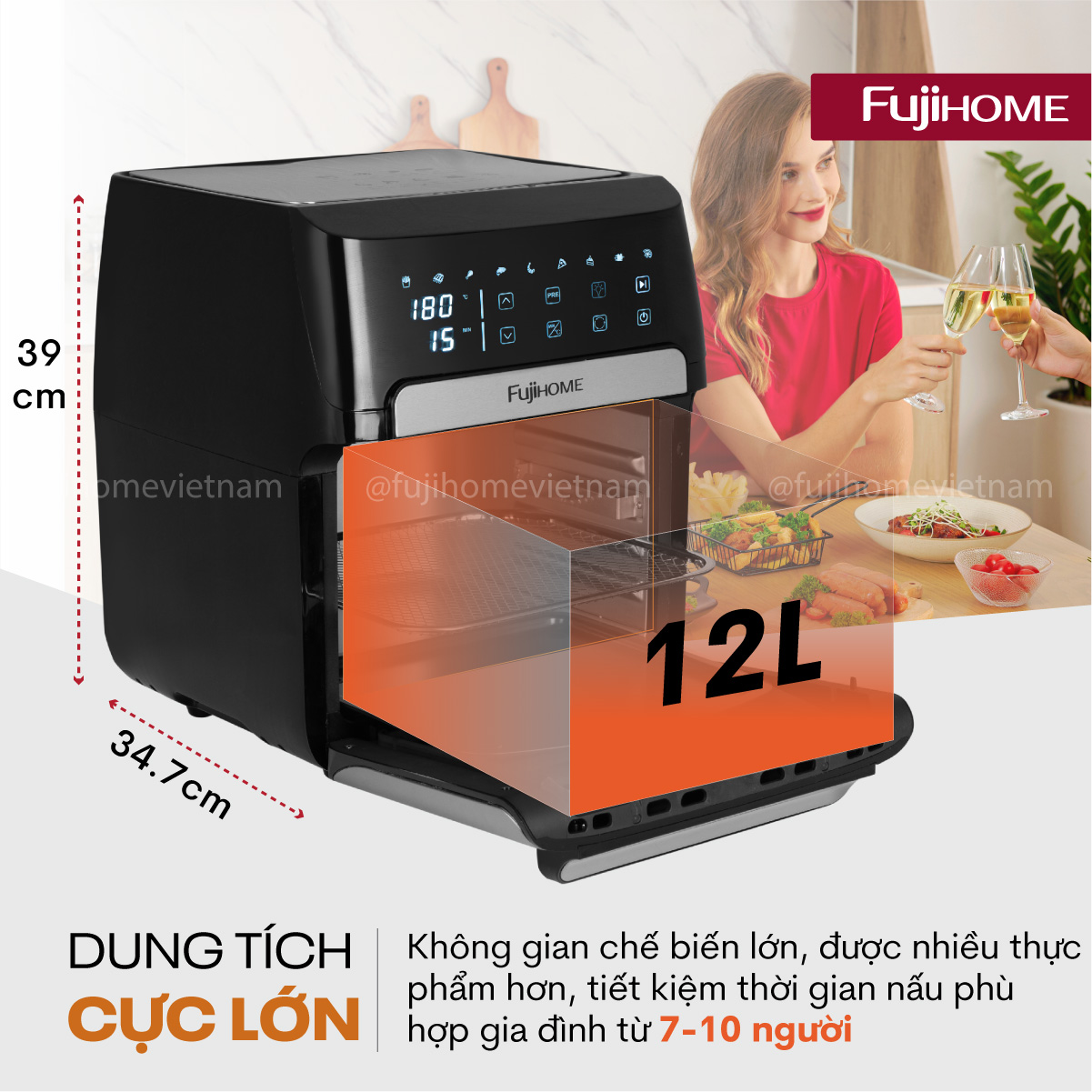Hình ảnh chi tiết Nồi chiên không dầu Fujihome AA12DB 12Lít - Dung tích 12L - Ảnh số 19