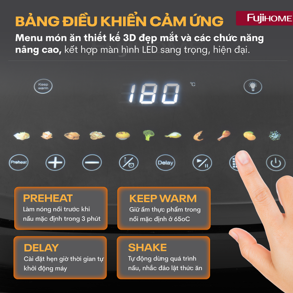 Hình ảnh chi tiết Nồi chiên không dầu Fujihome A8DG1NEW 8Lít - Ảnh số 3