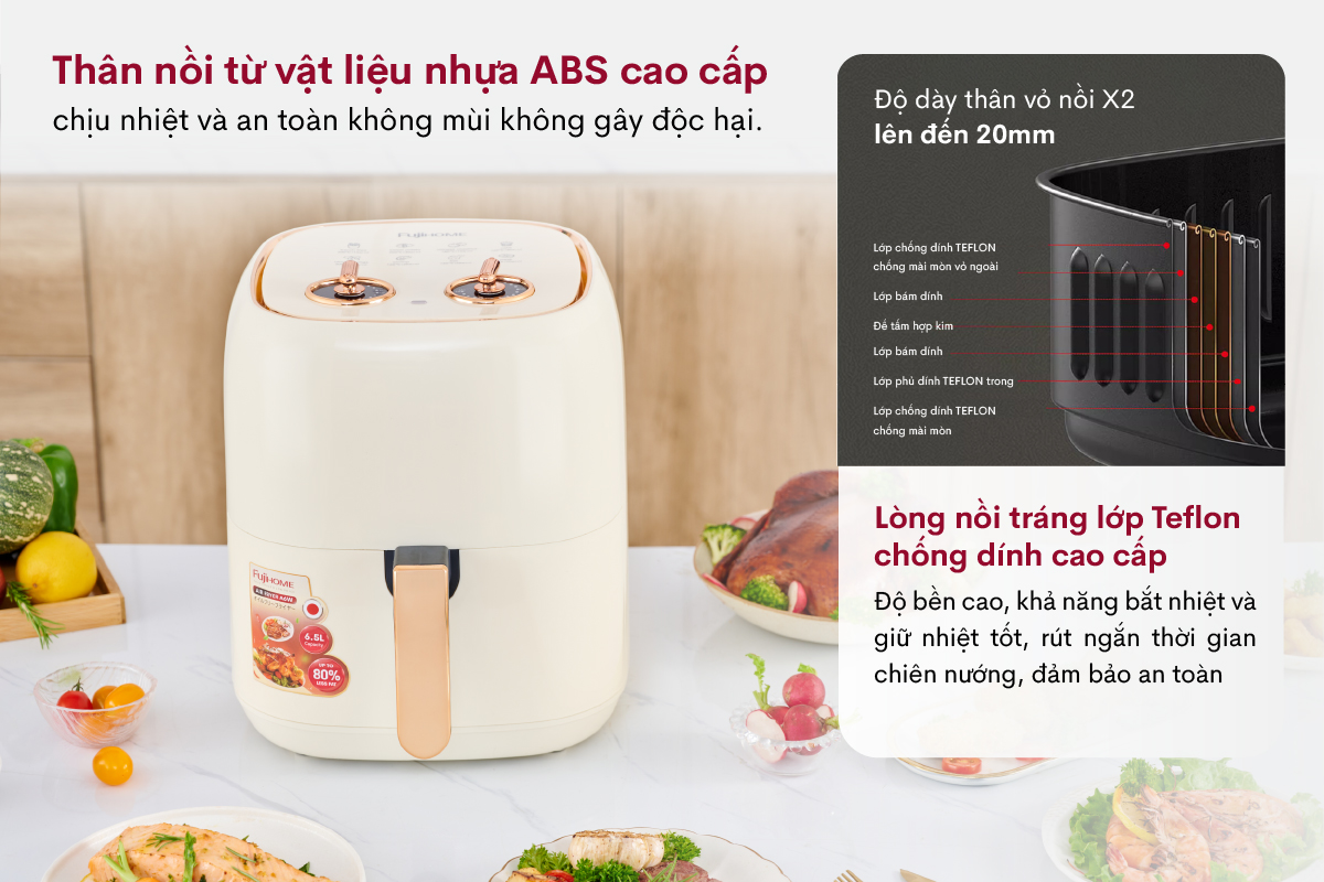 Hình ảnh chi tiết Nồi chiên không dầu Fujihome A6W - Dung tích 6.5L - Ảnh số 15