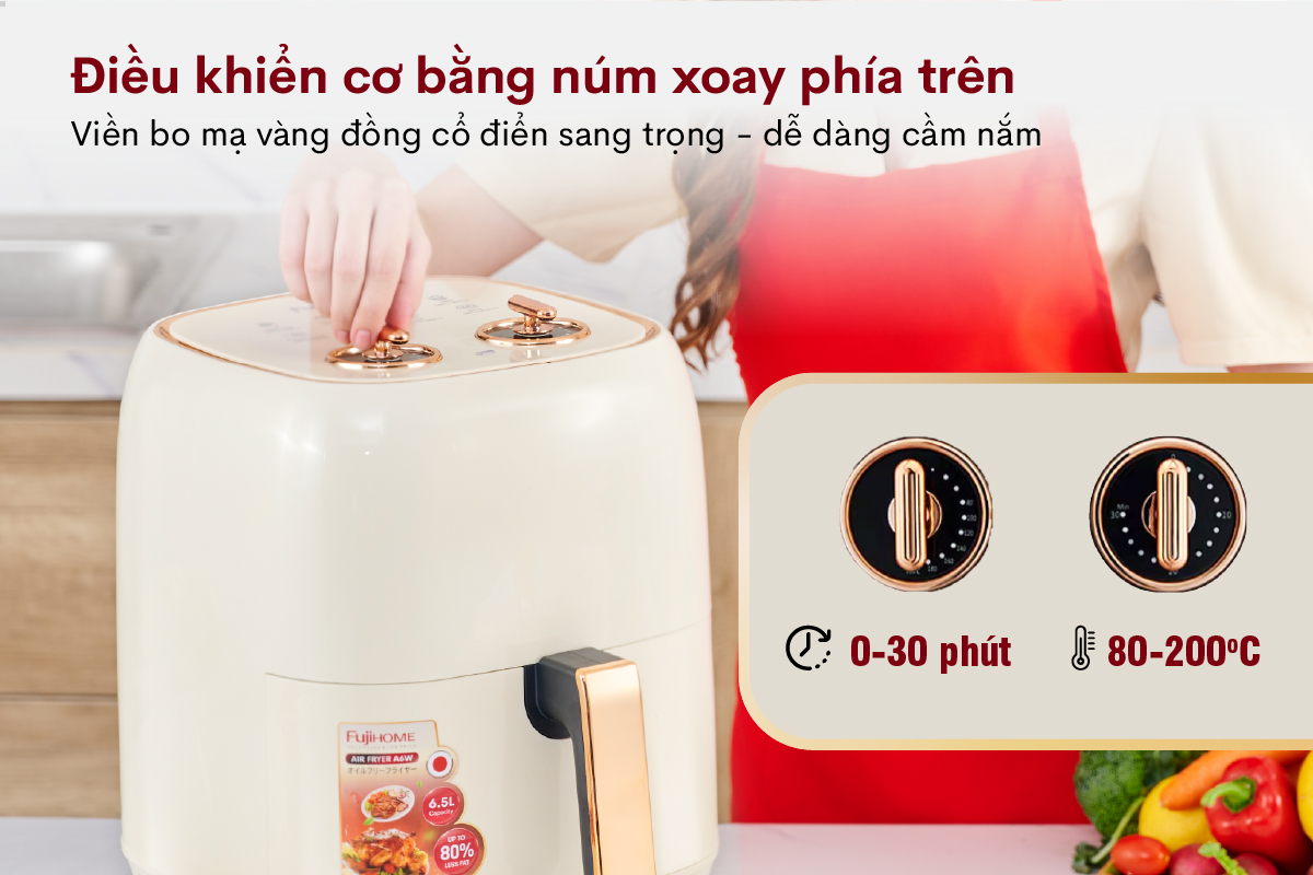 Hình ảnh chi tiết Nồi chiên không dầu Fujihome A6W - Dung tích 6.5L - Ảnh số 9