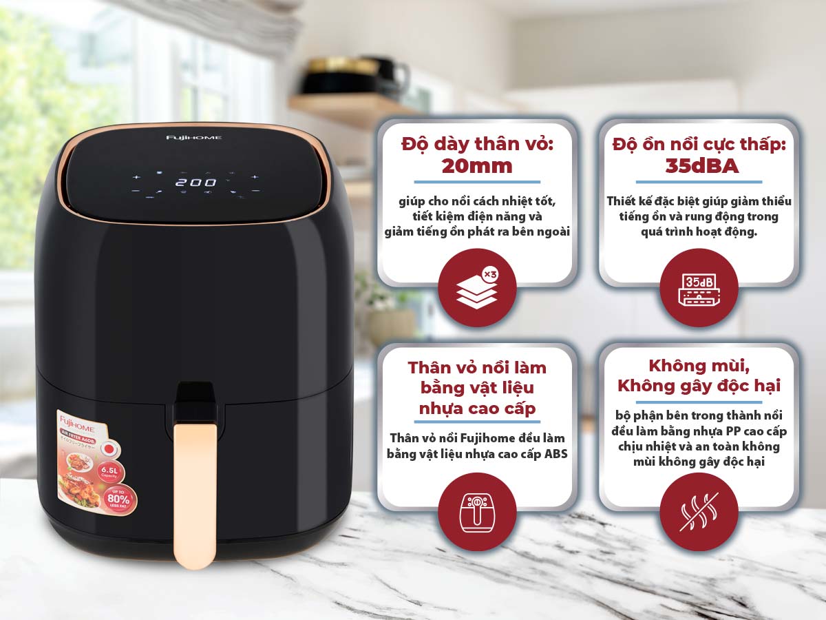 Hình ảnh chi tiết Nồi chiên không dầu Fujihome A6DB 6.5L t - Dung tích 6.5L - Ảnh số 18