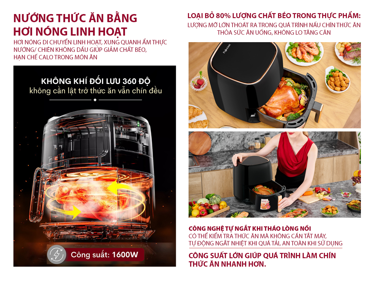 Hình ảnh chi tiết Nồi chiên không dầu Fujihome A6DB 6.5L t - Dung tích 6.5L - Ảnh số 9