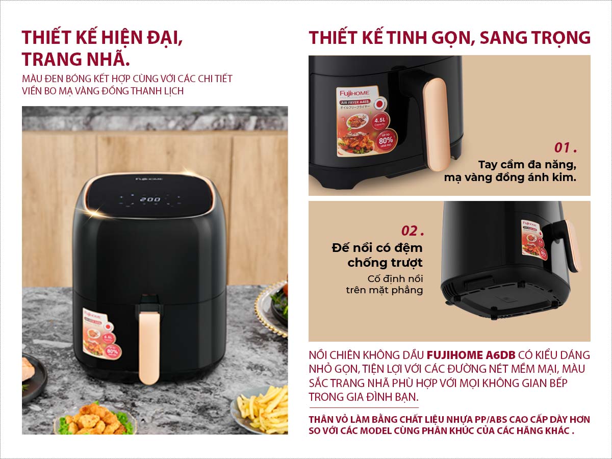 Hình ảnh chi tiết Nồi chiên không dầu Fujihome A6DB 6.5L t - Dung tích 6.5L - Ảnh số 11