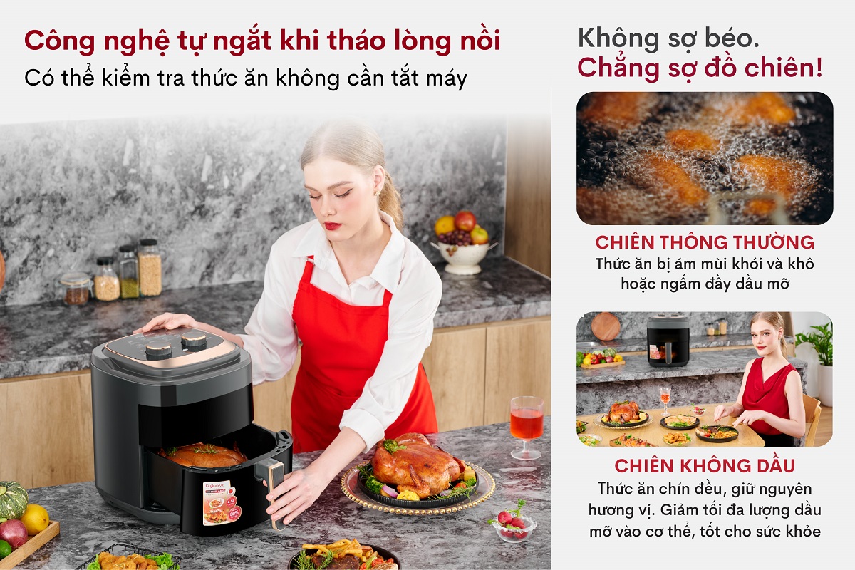 Hình ảnh chi tiết Nồi chiên không dầu Fujihome A6GG 6.5L t - Dung tích 6.5L - Ảnh số 16