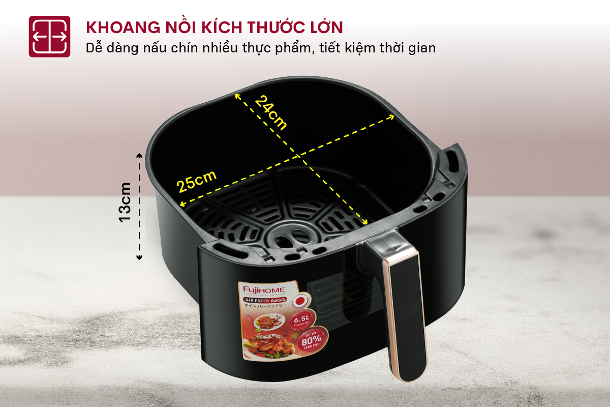 Hình ảnh chi tiết Nồi chiên không dầu Fujihome A6GG 6.5L t - Dung tích 6.5L - Ảnh số 19