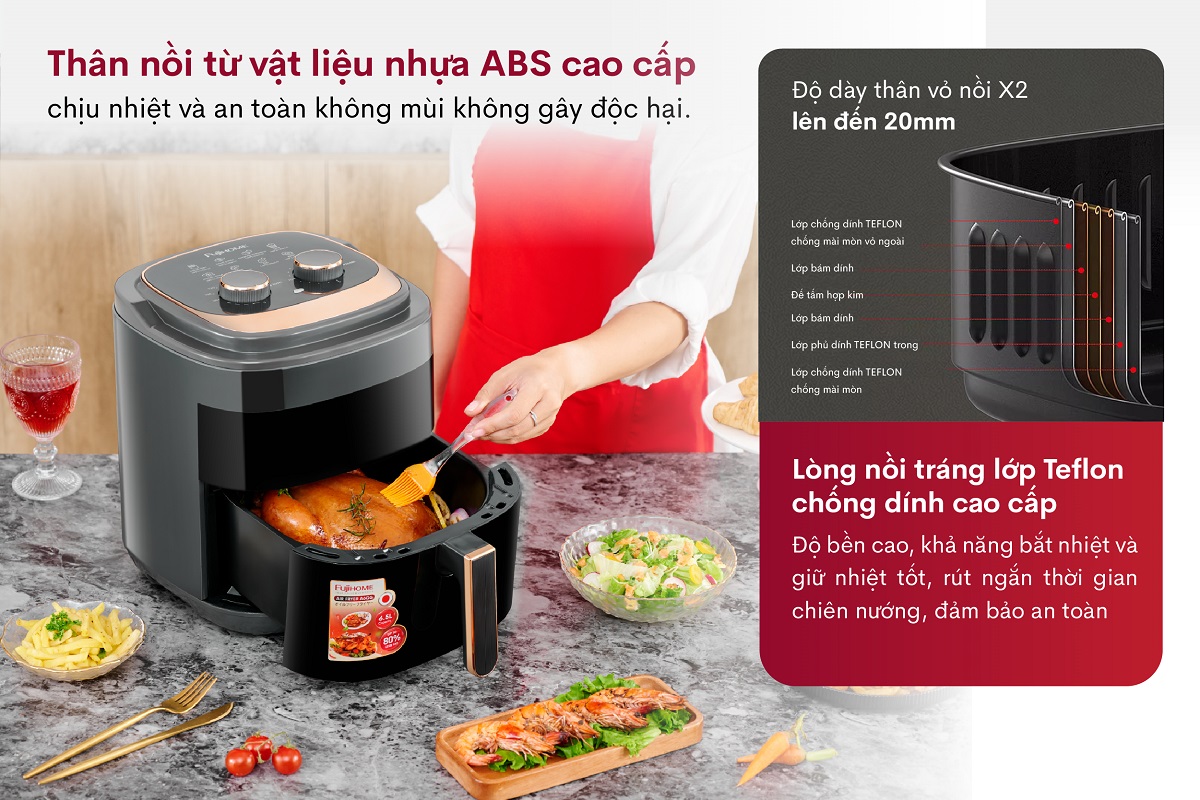Hình ảnh chi tiết Nồi chiên không dầu Fujihome A6GG 6.5L t - Dung tích 6.5L - Ảnh số 20
