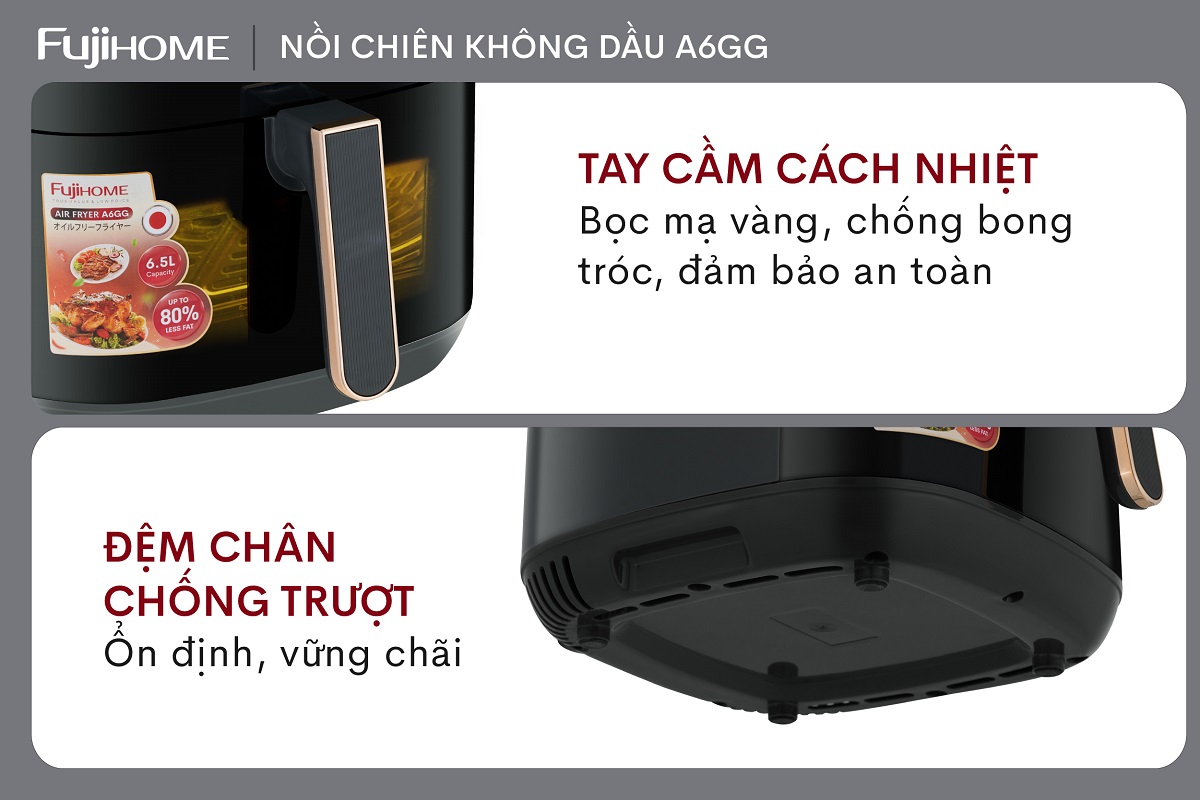 Hình ảnh chi tiết Nồi chiên không dầu Fujihome A6GG 6.5L t - Dung tích 6.5L - Ảnh số 7