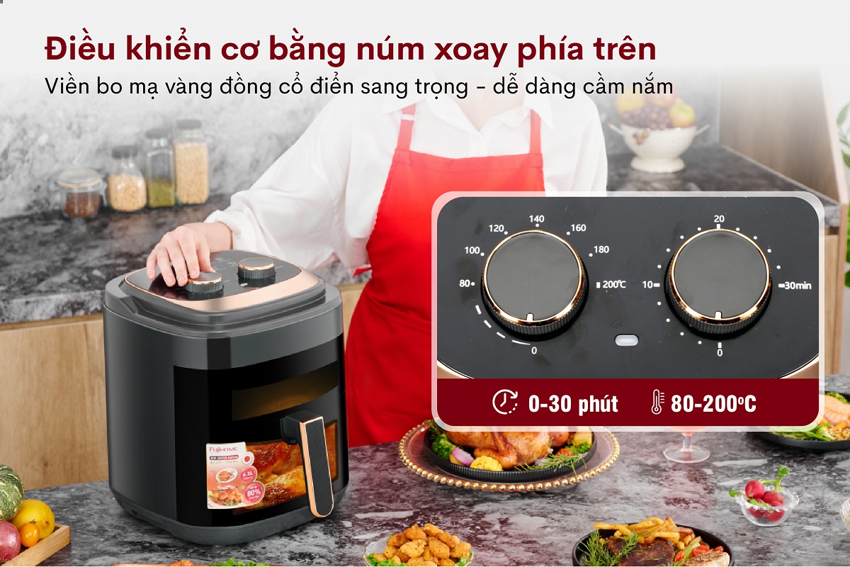 Hình ảnh chi tiết Nồi chiên không dầu Fujihome A6GG 6.5L t - Dung tích 6.5L - Ảnh số 9