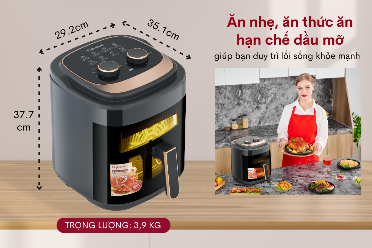 Hình ảnh chi tiết Nồi chiên không dầu Fujihome A6GG 6.5L t - Dung tích 6.5L - Ảnh số 10
