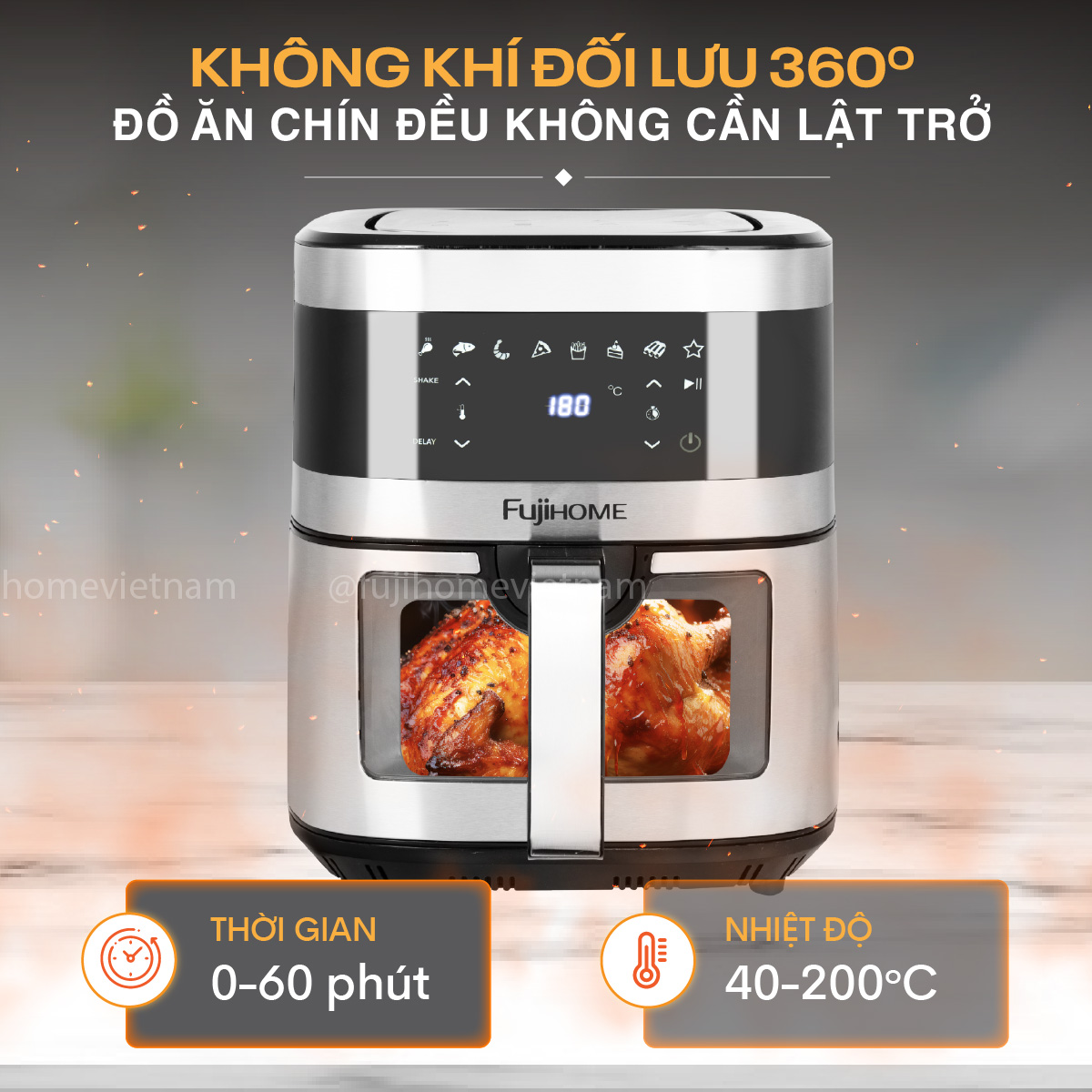 Hình ảnh chi tiết Nồi chiên không dầu Fujihome A10DG2 10Lít - Dung tích 10L - Ảnh số 13