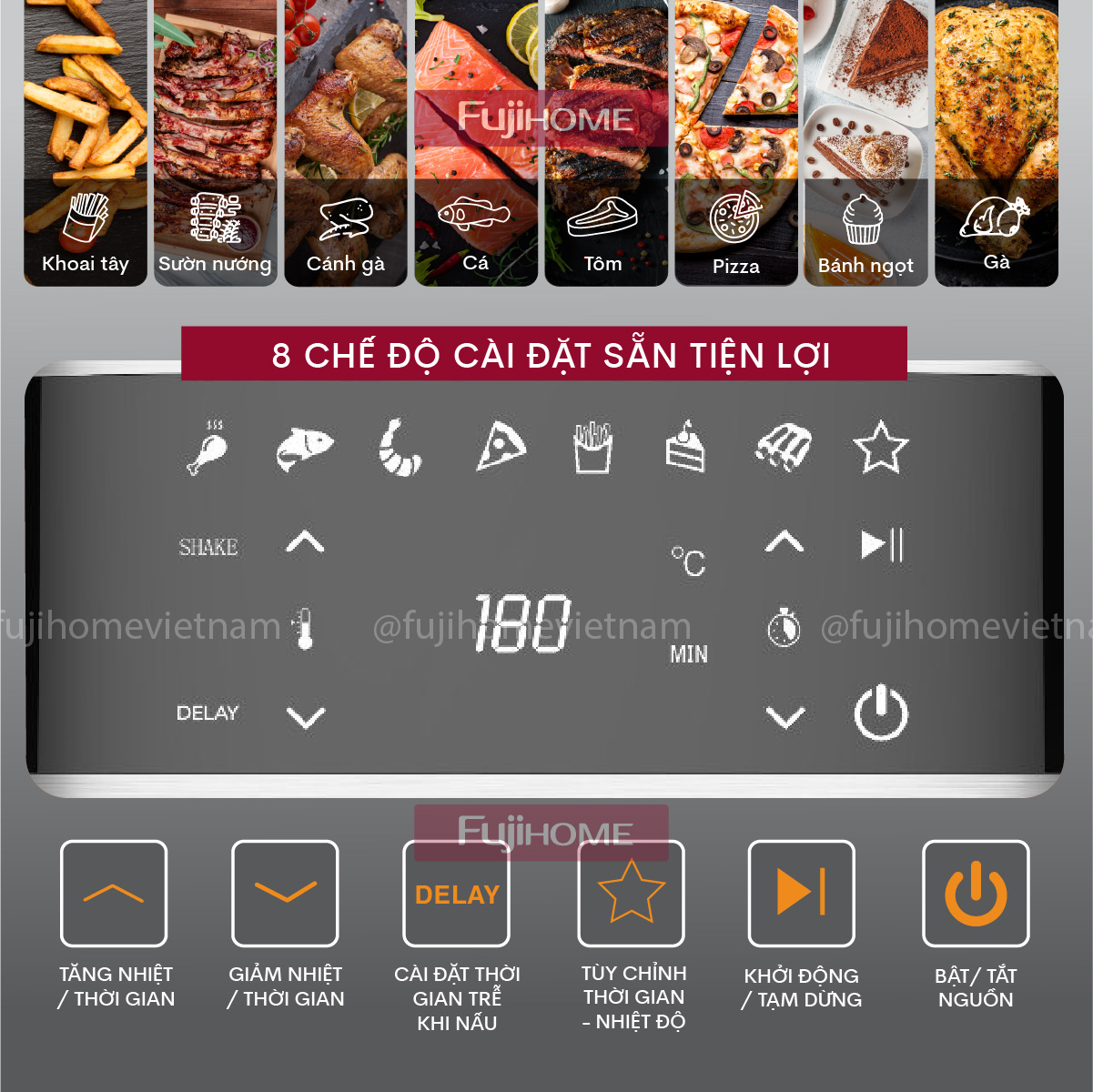 Hình ảnh chi tiết Nồi chiên không dầu Fujihome A10DG2 10Lít - Dung tích 10L - Ảnh số 16