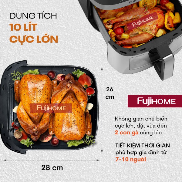Hình ảnh chi tiết Nồi chiên không dầu Fujihome A10DG2 10Lít - Dung tích 10L - Ảnh số 6