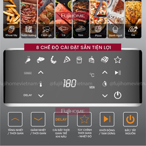 Hình ảnh chi tiết Nồi chiên không dầu Fujihome A10DG2 10Lít - Dung tích 10L - Ảnh số 9