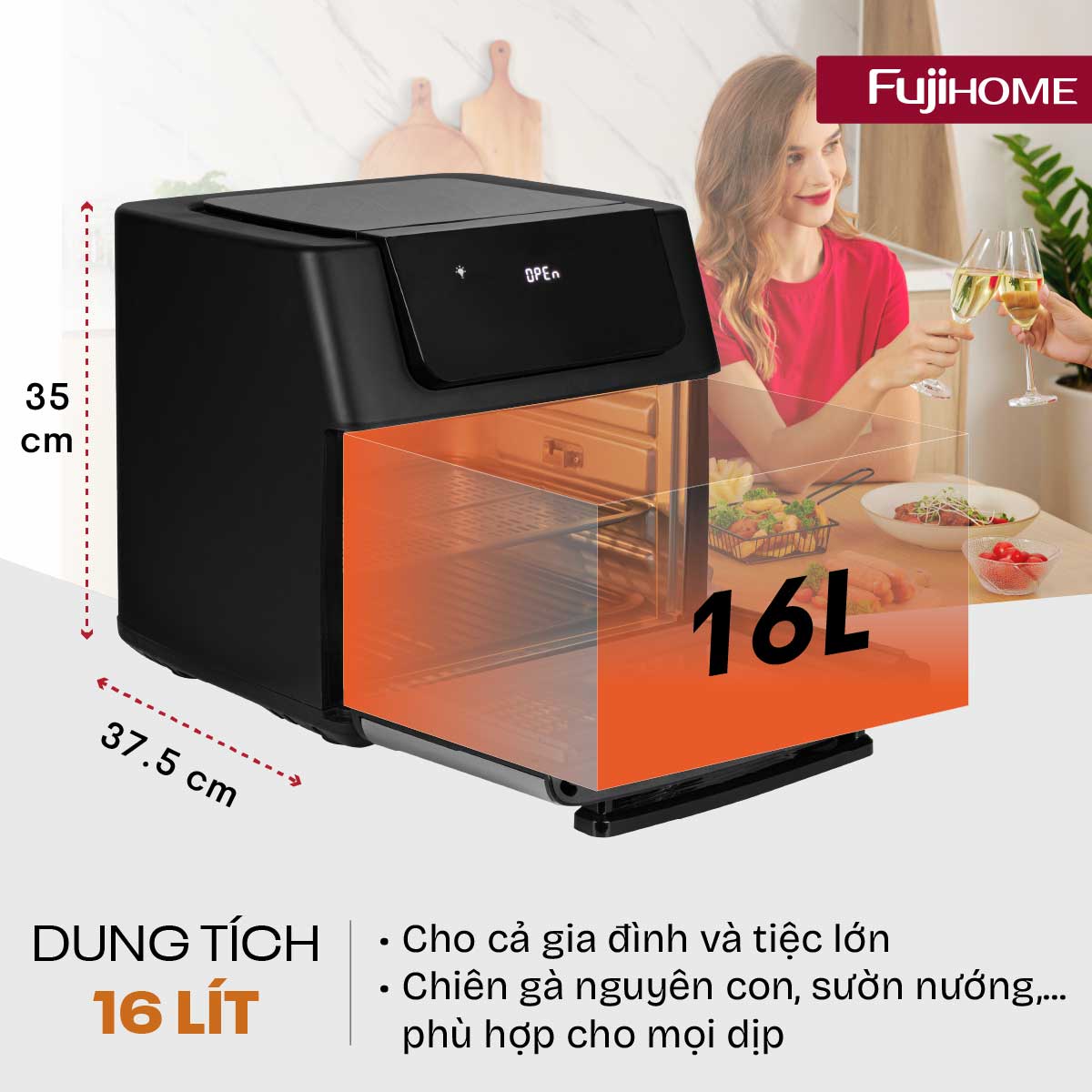 Hình ảnh chi tiết Nồi chiên không dầu Fujihome A16D ( 16 lit) - Ảnh số 27