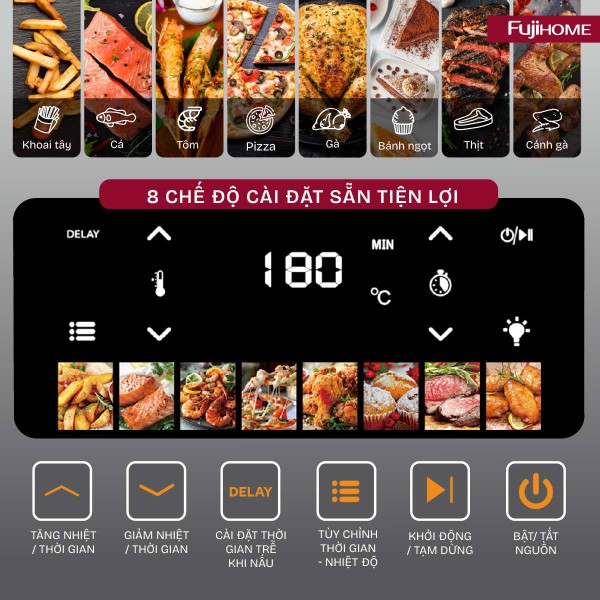 Hình ảnh chi tiết Nồi chiên không dầu Fujihome A9DH ( 9 lít) - Ảnh số 9
