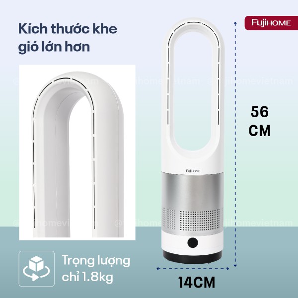 Hình ảnh chi tiết Quạt không cánh mini, lọc không khí khử khuẩn Anion + UV, WIFI BF18 - Ảnh số 2