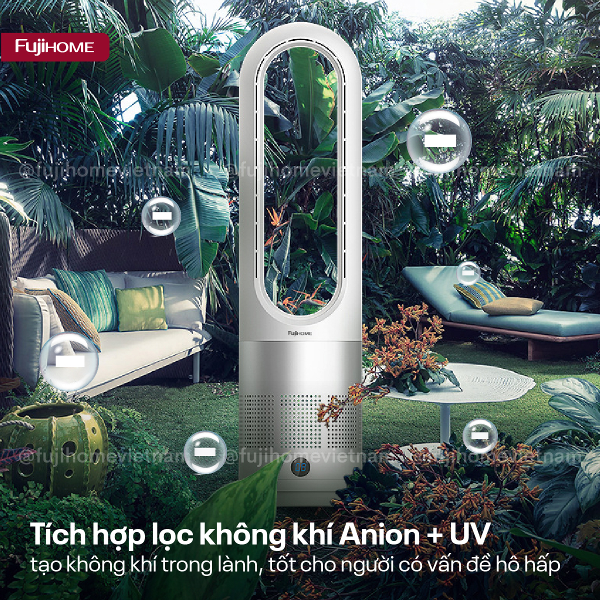 Hình ảnh chi tiết Quạt không cánh mini, lọc không khí khử khuẩn Anion + UV, WIFI BF18 - Ảnh số 15