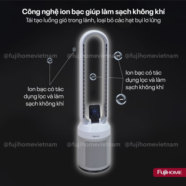 Hình ảnh chi tiết Quạt không cánh tích hợp lọc không khí bằng HEPA, Ion bạc BF308DC - Ảnh số 3