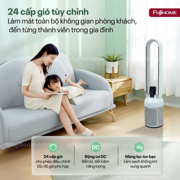 Hình ảnh chi tiết Quạt không cánh tích hợp lọc không khí bằng HEPA, Ion bạc BF308DC - Ảnh số 10