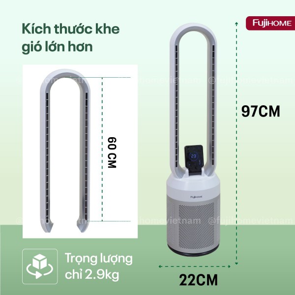 Hình ảnh chi tiết Quạt không cánh tích hợp lọc không khí bằng HEPA, Ion bạc BF308DC - Ảnh số 11