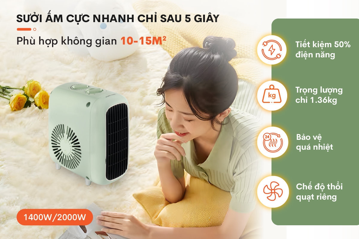 Hình ảnh chi tiết Quạt sưởi gốm mini FUJIHOME FH1200 - Ảnh số 8
