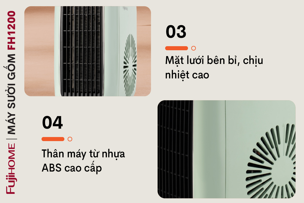 Hình ảnh chi tiết Quạt sưởi gốm mini FUJIHOME FH1200 - Ảnh số 11