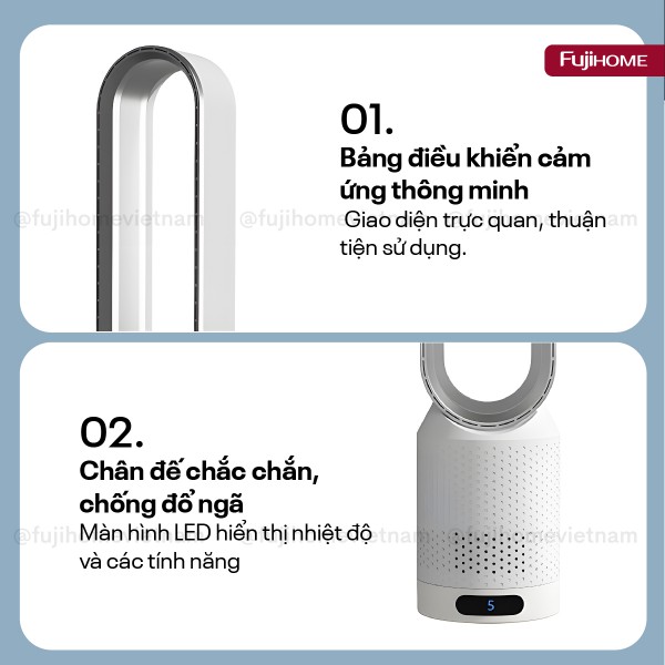 Hình ảnh chi tiết Quạt không cánh mini lọc không khí khử khuẩn Anion + UV Fujihome BF16 - Ảnh số 12